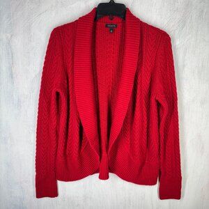 Talbots M medium Dusty red Shawl Chunky Knit Dolman Cardigan comfy travel